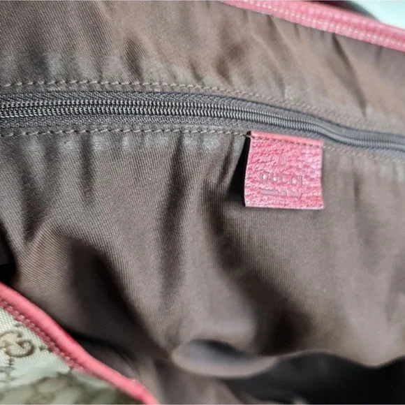 GUCCI - Authentic Large GG Red/Brown Canvas Tote - Picture 7 of 9